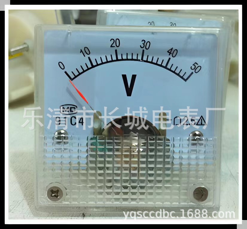 长城电表厂91C4   50V 直流指针电压表  45*45
