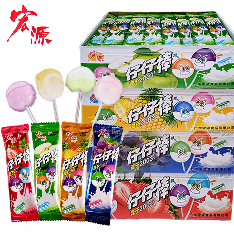 Hongyuan Zaizai Stick Mixed Flavor Lollipop Childhood Nostalgic Fruity Candy Snacks Snacks Boxed Food Wholesale