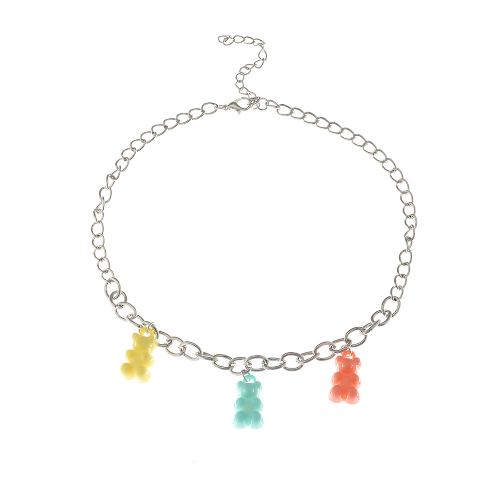 Rétro Frappé Couleur Transparent Ours Pendentif Collier En Gros Nihaojewelry display picture 2