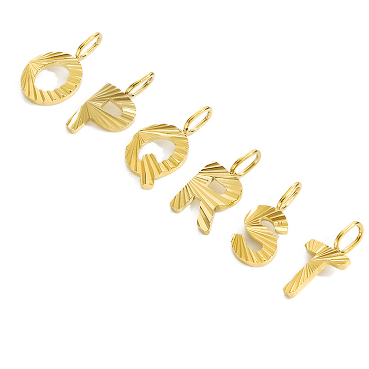 PVD Coated Gold Plating Process Pendant Jewelry Making Type 1 Piece Stainless Steel PVD Coated 14K Gold Real Gold Plated Letter Pendant Charms