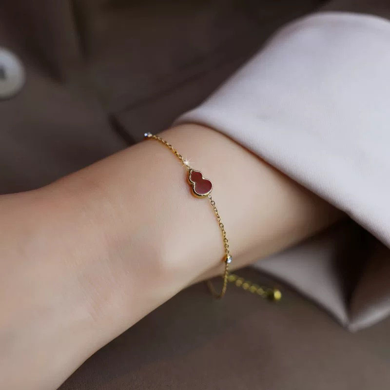 Red Gourd White Diamond Bracelet Anklet for Women Light Luxury High-End Fashion Jewelry for Women Factory Direct Sales Precision Version Gold-Plated