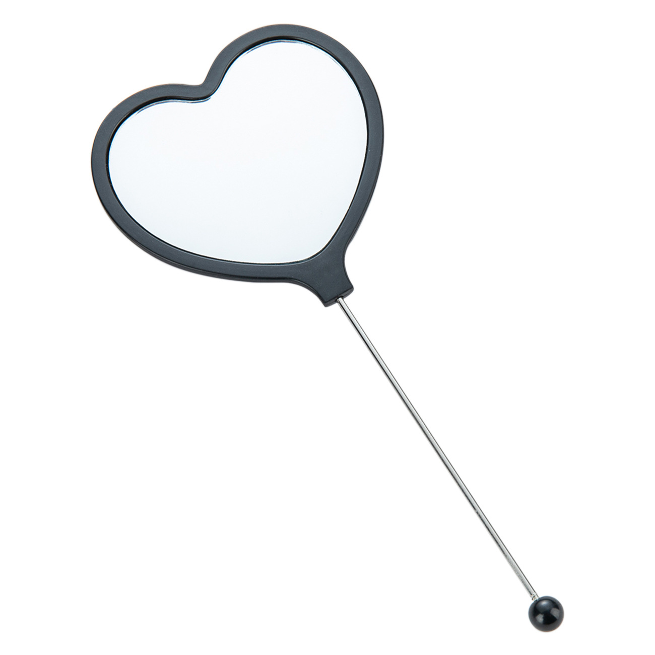 Nuevo espejo con mango de cuentas de bricolaje, espejo de maquillaje de mano, espejo de tocador portátil de una cara, espejo de maquillaje de amor de plástico