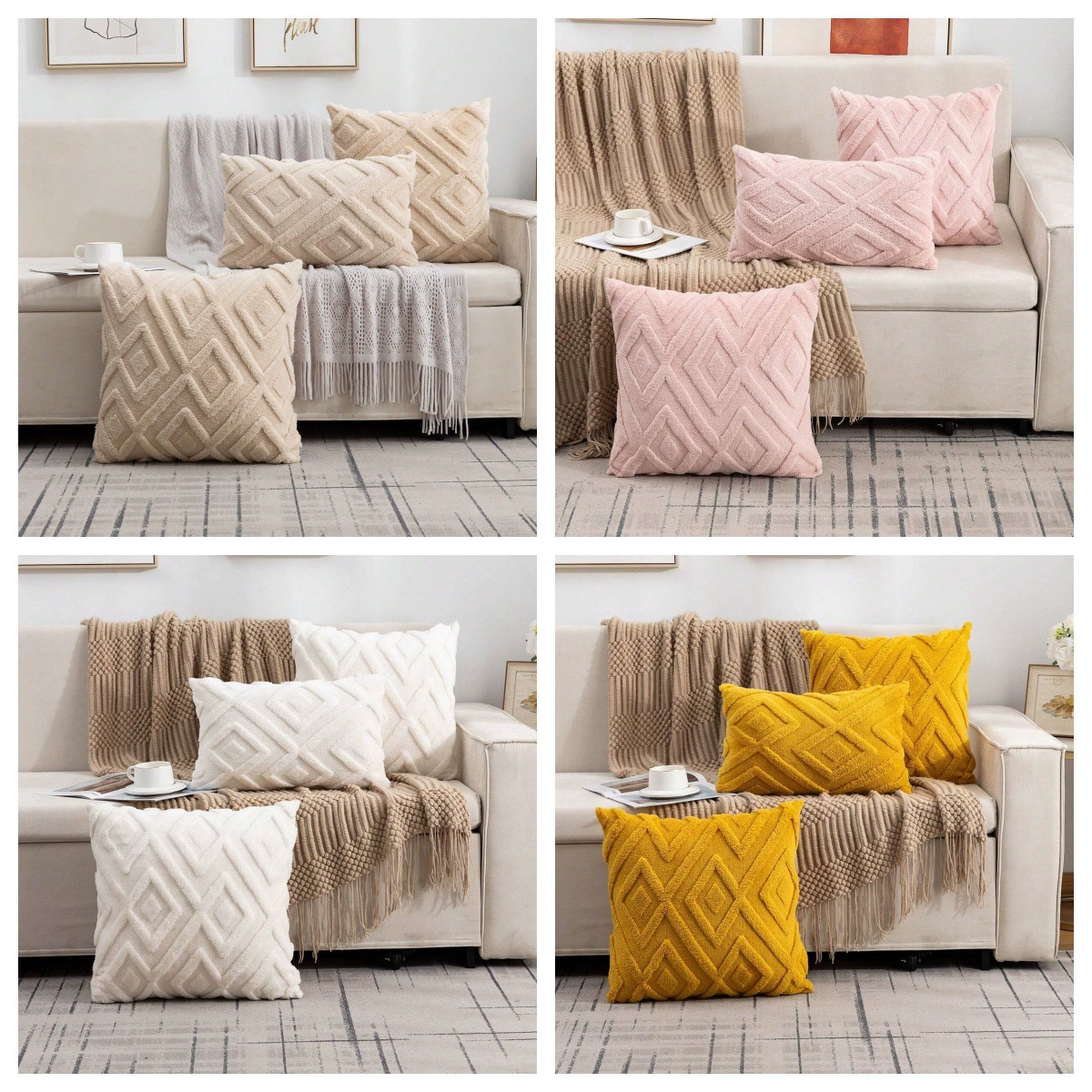 Наволочка без сердцевины, бархатная снежинка, снежинка, большой ромб, однотонная подушка, офисная подушка для дивана, прикроватная подушка