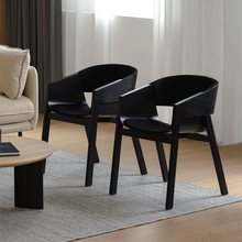 批发北欧意式极简餐椅进口橡木捷克TON复刻meran软包扶手休闲椅|