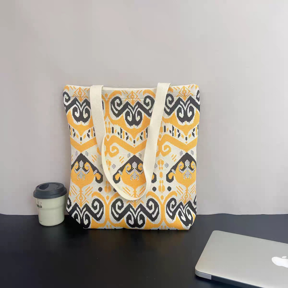 Ikat Geometric Zip Closure Oversized Travel Tote Bag 17