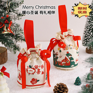 Popular Christmas Apple Bag Christmas Eve Apple Packaging Kidsren's Small Gift Satchel Candy Canvas Bag Peace Bag