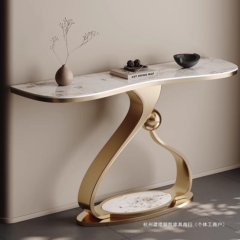 Slate Foyer Table, Light Luxury Style, Modern Minimalist Foyer Table, Living Room Door-To-Door Table, End Table, Wall-Mounted Table, Large and Small Sizes Slate Foyer Table, Light Luxury Style, Modern Minimalist Foyer Table, Living Room Door-To-Door Table, End Table, Wall-Mounted Table, Large and Small Sizes