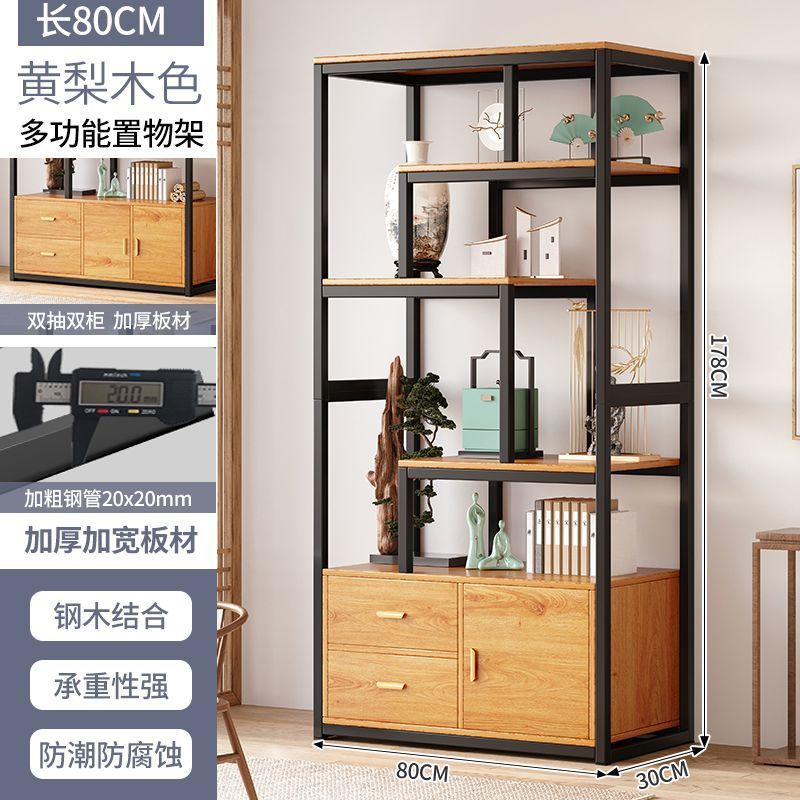 新しい中国風の茶室の棚茶ディスプレイキャビネット非無垢材の壁全体のリビングルームモダンなシンプルな装飾品ラック|undefined