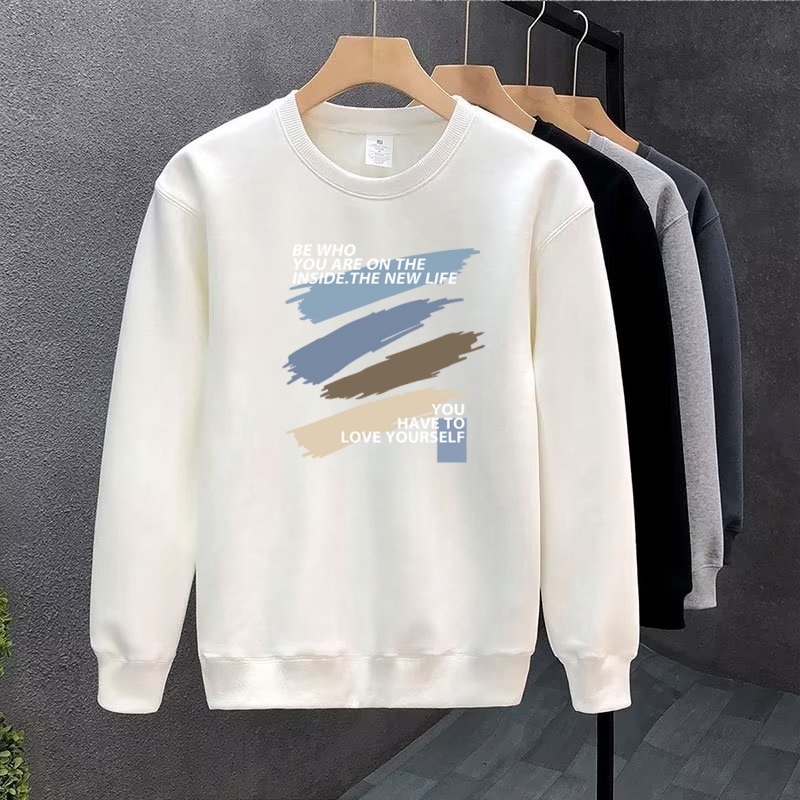 350g 라운드 넥 중국 면화 스웨트 셔츠 남성용 루즈 벨벳 가을, 겨울 탑 청소년 긴팔 셔츠 자켓