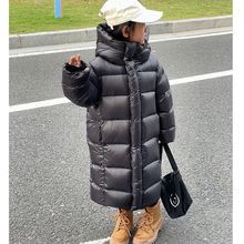 黑金石墨烯儿童长款棉服黑色加厚保暖冬季过膝男女童抗寒中大童