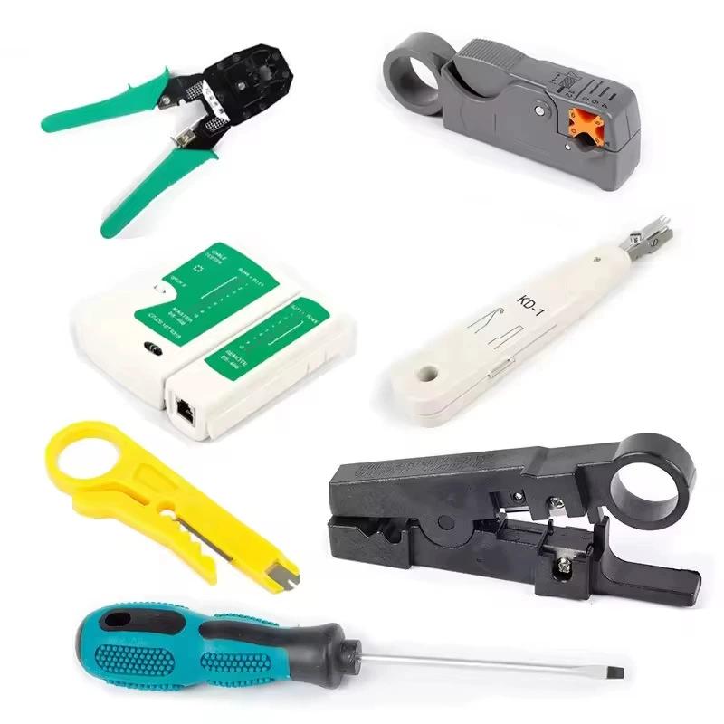 Network Tool Kit Hole Punch Crimp Cable Tester Wire Stripper Cutting Tool Set Crimp Wiring Terminal