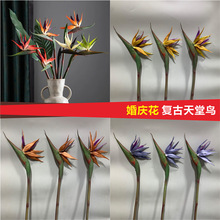 仿真花单支天堂鸟高档PU手感批发家居装饰仿真花新品软胶天堂鸟