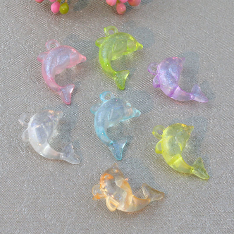 Crystal Clear Colorful Acrylic Dolphin Pendant Mermaid Fine Glitter Pendant with Hole Jewelry Accessories Crystal Clear Colorful Acrylic Dolphin Pendant Mermaid Fine Glitter Pendant with Hole Jewelry Accessories
