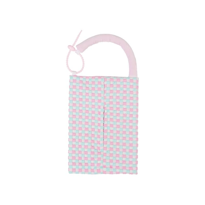 Car Tissue Box Hanging Bag, Multifunctional Hanging Tissue Holder, Creative Fabric Tissue Bag, Car Interior Accessories (Car tissue box/set) - bubble-checkerboard-hanging-tissue-box-blue-powder