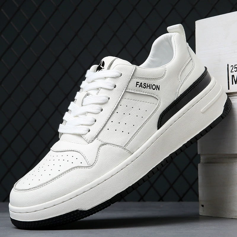 Мужские повседневные кроссовки из натуральной кожи на толстой подошве, увеличивающие рост, дышащие, универсальные, модные, весна 2025, белые, для студентов