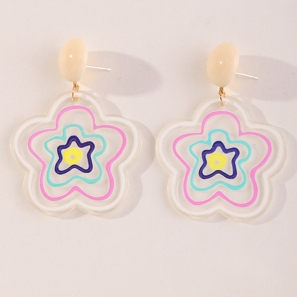 Nihaojewelry Contrast Color Resin Five-pointed Star Earrings Wholesale Jewelry display picture 4