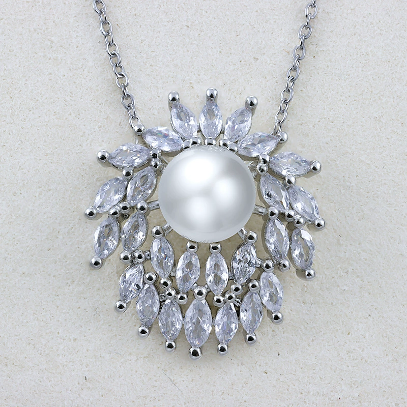 Elite fashionable realistic zirconium, pendant from pearl, one size earrings, ring, set, decorations, new collection