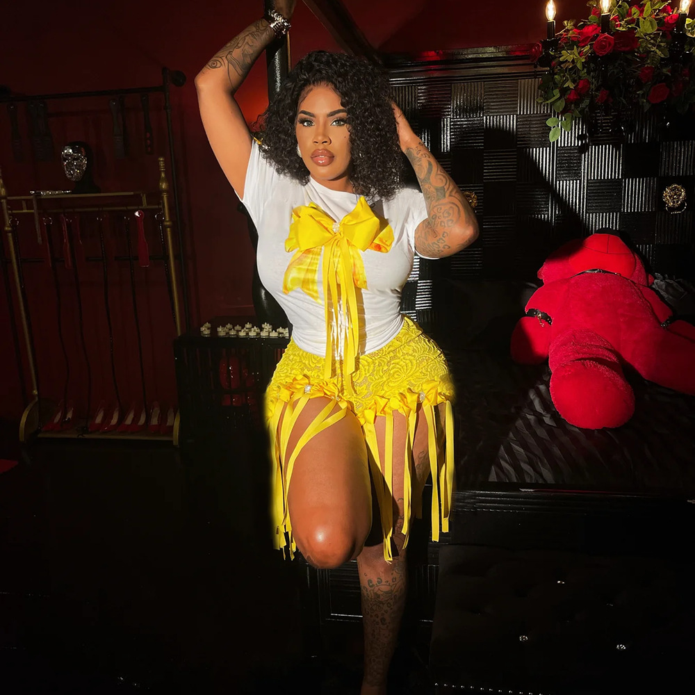 Casual A Diario Mujeres Estilo Oscuro Ropa De Calle Nudo De Lazo Spandex Poliéster Tejido De Punto Traje De Ocio Conjuntos De Pantalones Cortos display picture 28