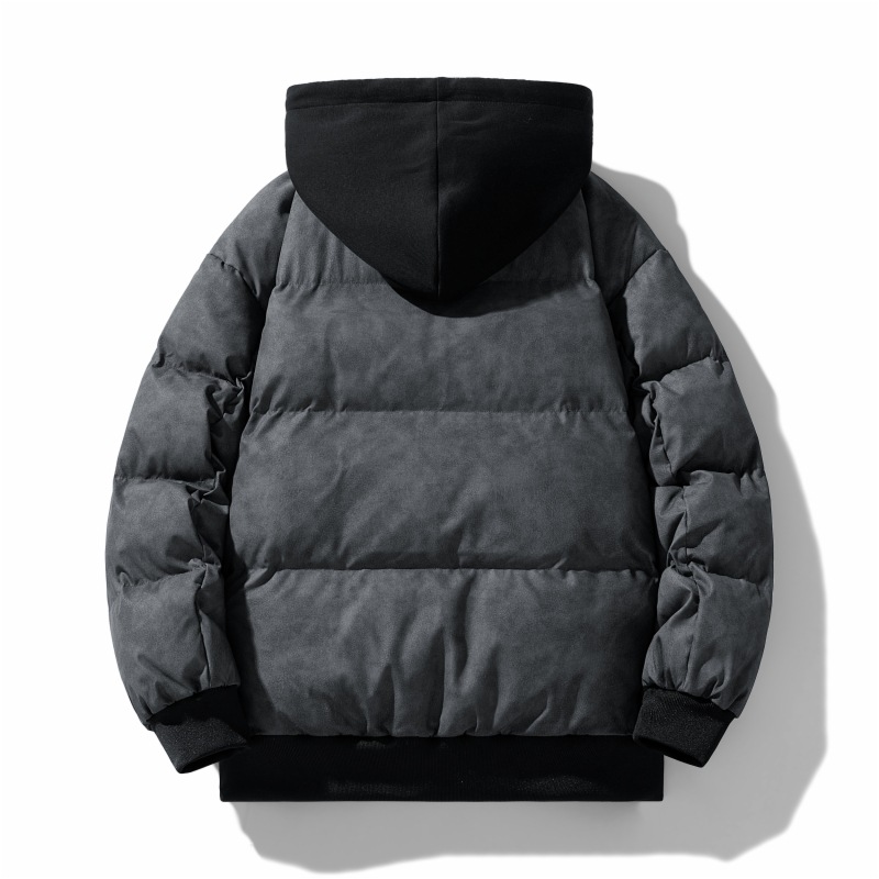 Giacca invernale da uomo in cotone con cappuccio - Cappotto spesso e caldo, design bicolore alla moda, opzioni nero/grigio/viola_voghion.com