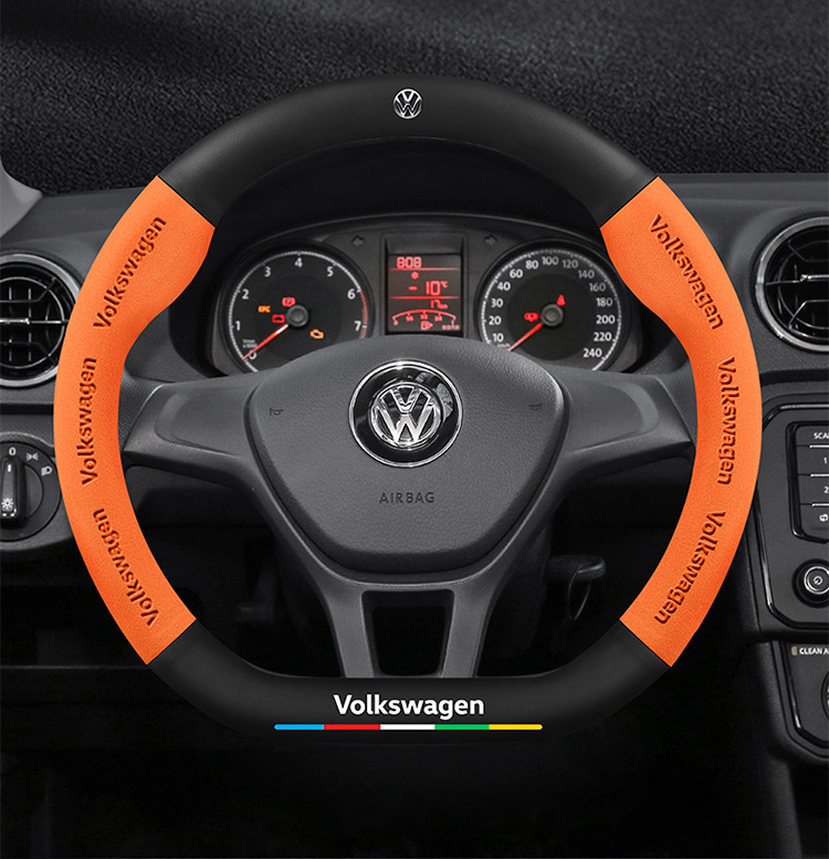 Volkswagen Old Jetta Steering Wheel Cover 12-19 Suede Ultra-Thin Non-Slip All-Season Universal Car Steering Wheel Cover