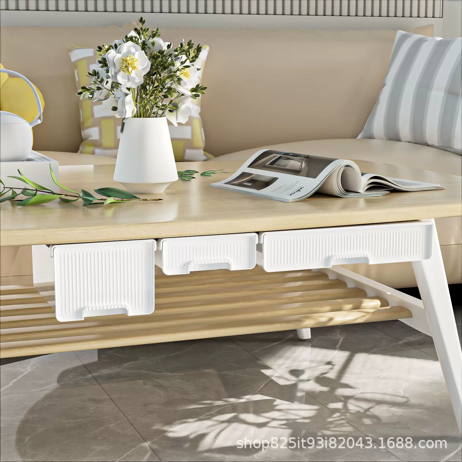 隐藏收纳盒桌面办公文具置物架整理书桌工位桌下隐形抽屉式收纳盒