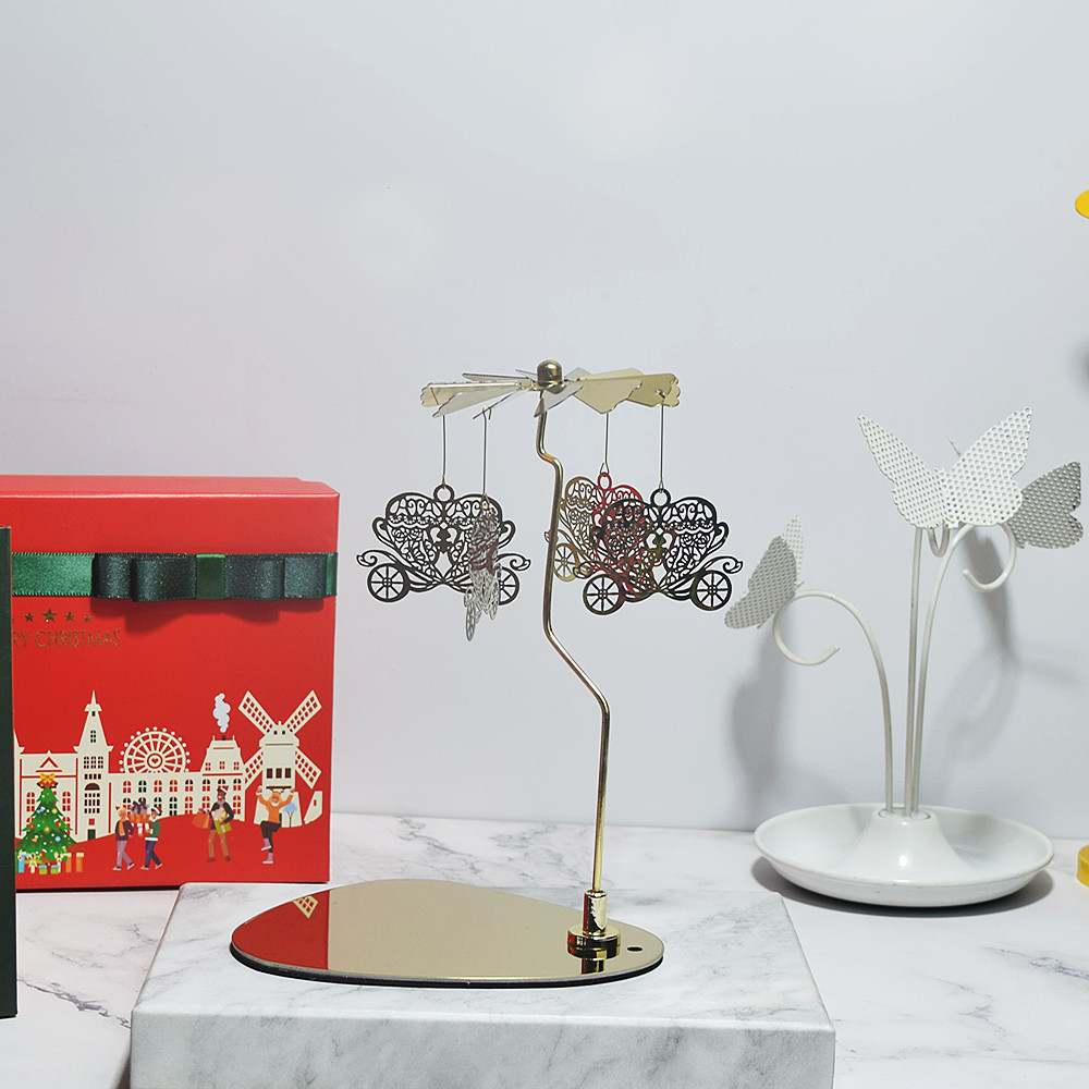 INS Amazon fuente Navidad aromaterapia Acero inoxidable doles triángulo redondo bandeja giratoria candelabro linterna