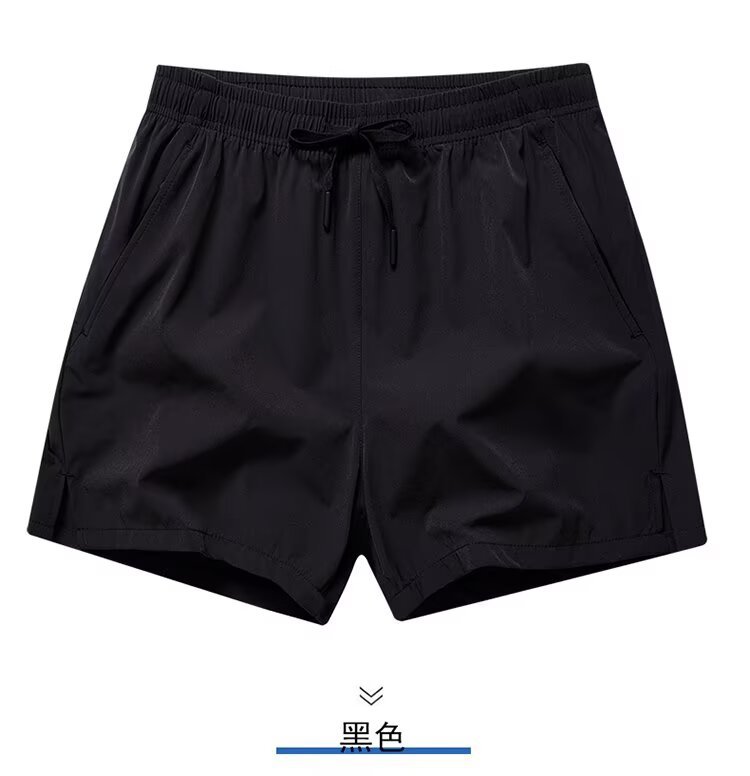 Casual de secado rápido, pantalones cortos de tres puntos de color sólido, pantalones cortos rectos elásticos sueltos, pantalones casuales de seda de hielo para hombre, pantalones de playa para hombre