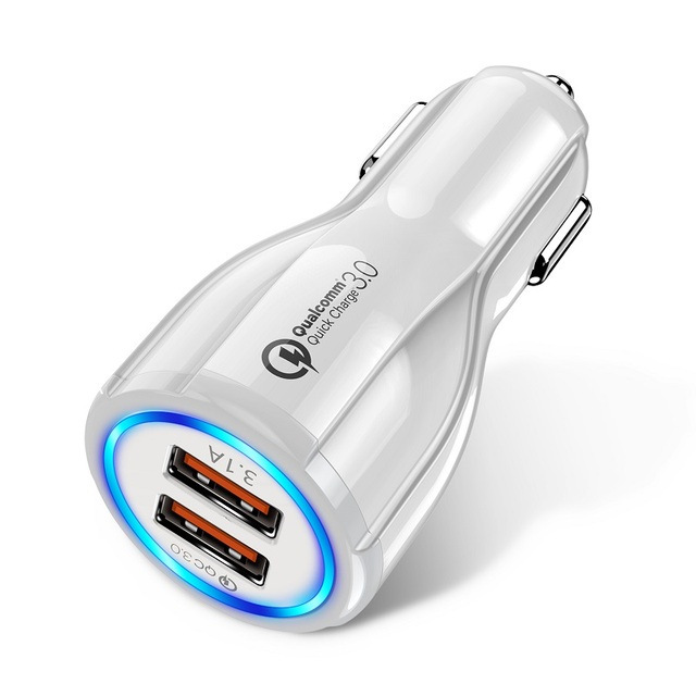 New qc3.0 bowling ball 6A fast charging car charger dual usb halo car charger mobile phone car charger