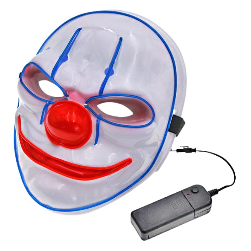 Cross-border payaso JOKER LED máscara luminosa de Halloween fluorescente reloj de rendimiento máscara fantasma COS TikTok mismo estilo
