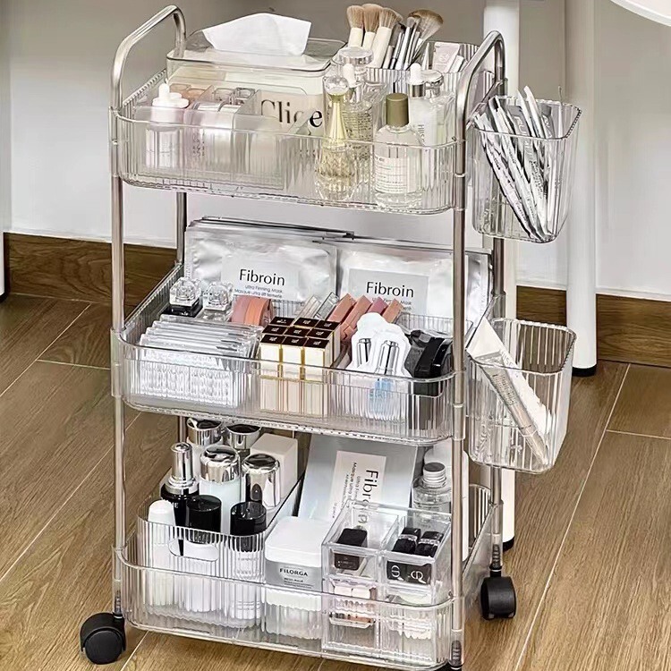 Narrow multi-layer storage rack snack rack bookshelf bathroom supplies storage rack acrylic transparent trolley Narrow multi-layer storage rack snack rack bookshelf bathroom supplies storage rack acrylic transparent trolley