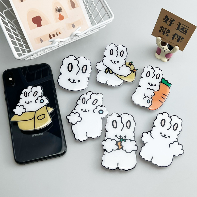 Ins Epoxy Phone Holder Cartoon Rabbit Acrylic Airbag with Logo Digital Rabbit Cartoon