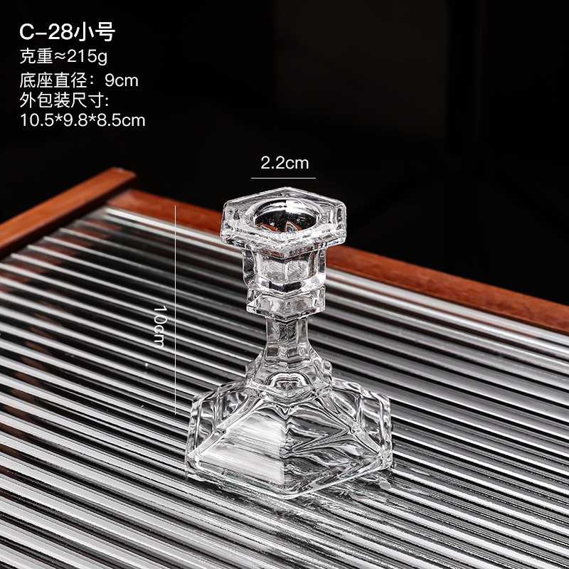 ヨーロッパ式現代シンプルins風透明ガラス燭台置物家庭装飾品テーブルリビング玄関装飾|undefined