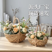 编织篮子伴手礼竹篮藤编手提插干鲜花花篮柳编野餐鸡蛋水果礼品篮