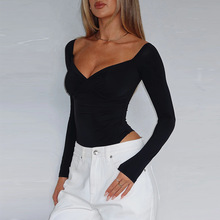 JY25327欧美风一字肩显胸连体上衣 2025秋季新款性感长袖连体衣女