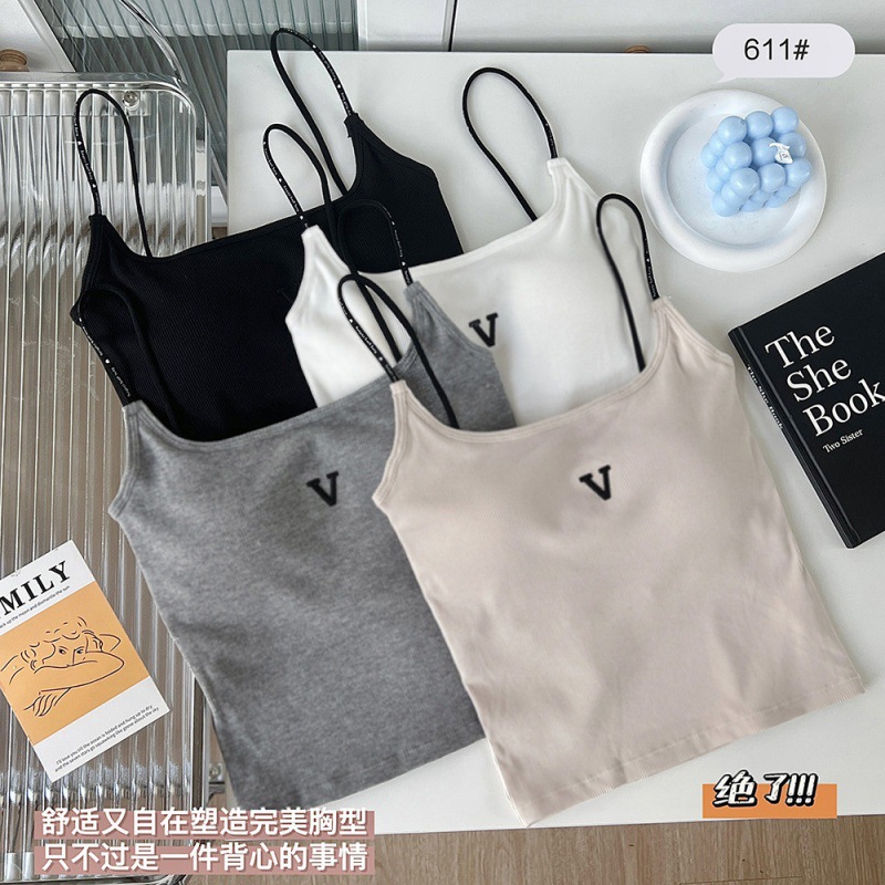 Primavera y verano, todo fósforo, hermoso chaleco de tirantes para mujer, estilo delgado, taza fija, chaleco de fondo de tubo de una pieza