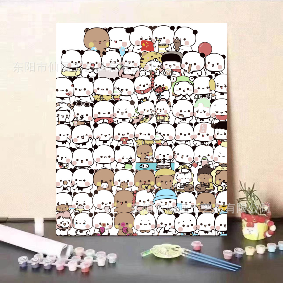 Fábrica de pintura al óleo digital de bricolaje al por mayor personajes de dibujos animados lindos de gran tamaño 4050 decoraciones pintadas a mano para dibujar