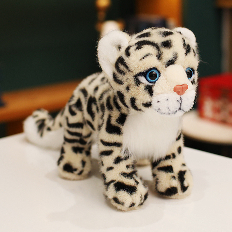 Simulación transfronteriza muñeca leopardo de nieve juguetes de peluche zoo leopardo muñeca leopardo regalo muñeca tela hombre image 2
