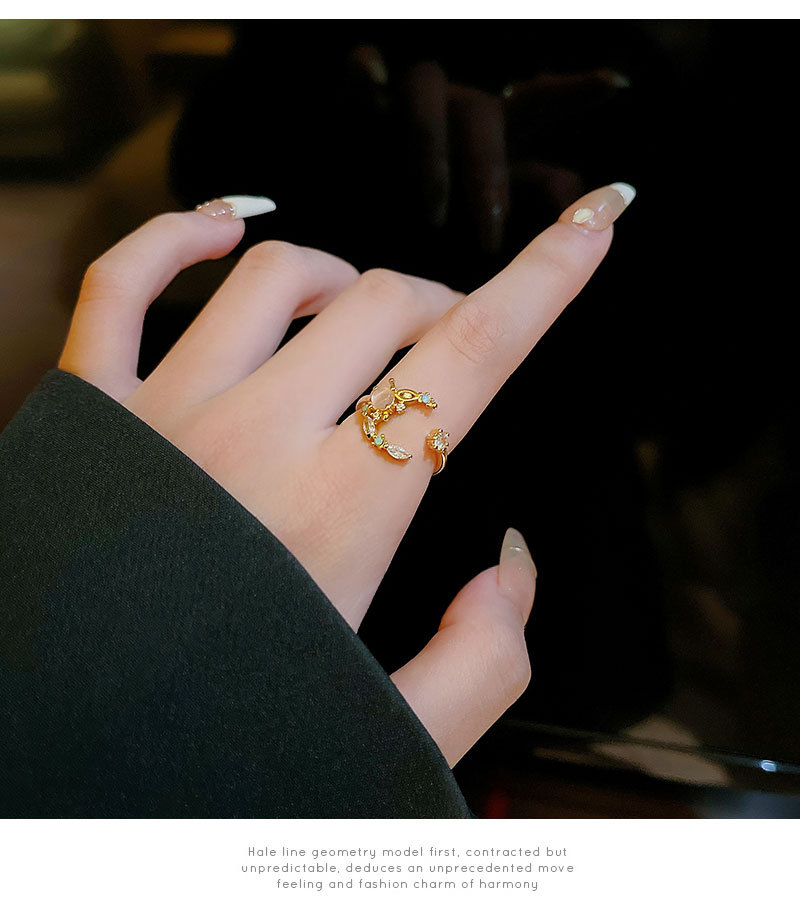 Fashion Irregular Copper Plating Inlay Zircon Open Ring 1 Piece