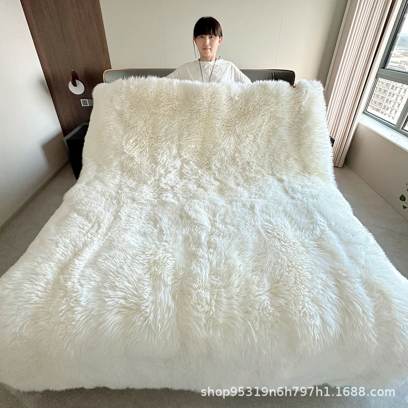 跨境电商长毛澳洲羊毛床垫皮毛一体羊皮褥子双人加厚羊皮毛床毯地|undefined