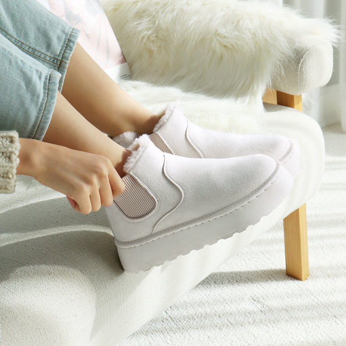 Warm snow boots thickened students a slip-on elastic short cotton boots women's shoes_voghion.com