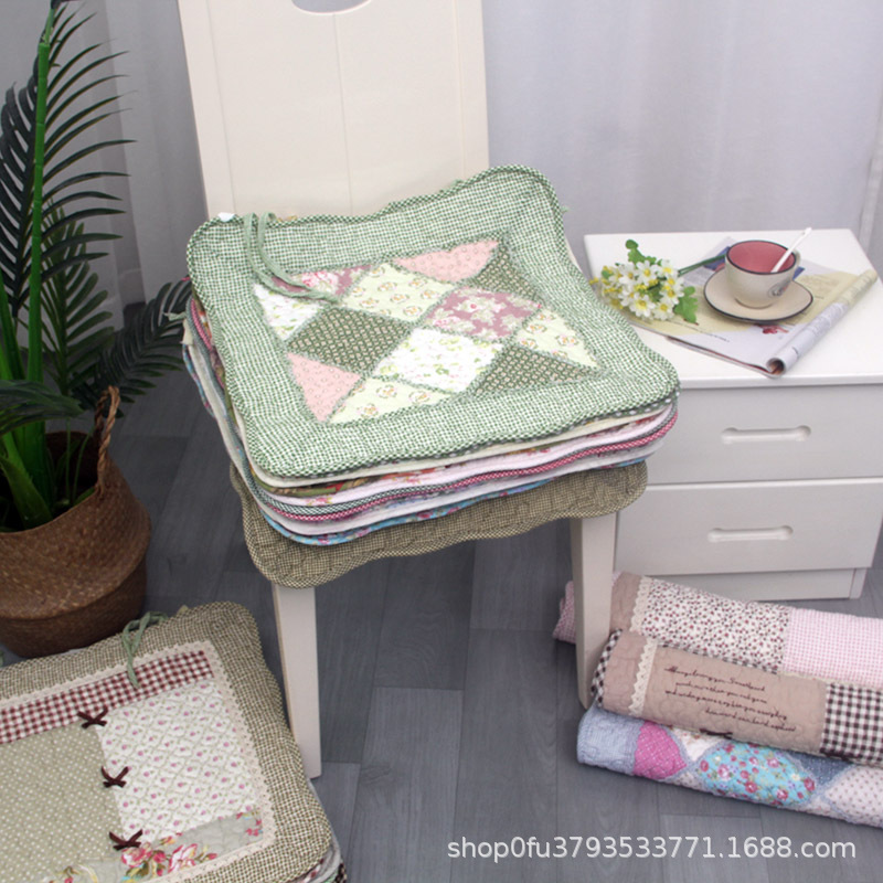 【小额批发】韩式全棉绗缝拼布椅子坐垫防滑餐饮垫办公室方形家用
