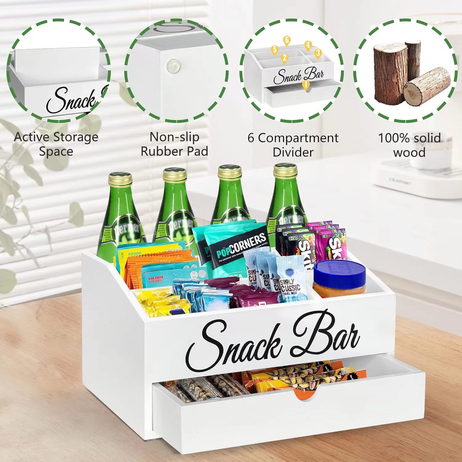 Encimera de cocina botella de condimento caja de almacenamiento mesa de bar bolsa de café taza de papel caja de almacenamiento bebida doméstica caja de preparación de bocadillos