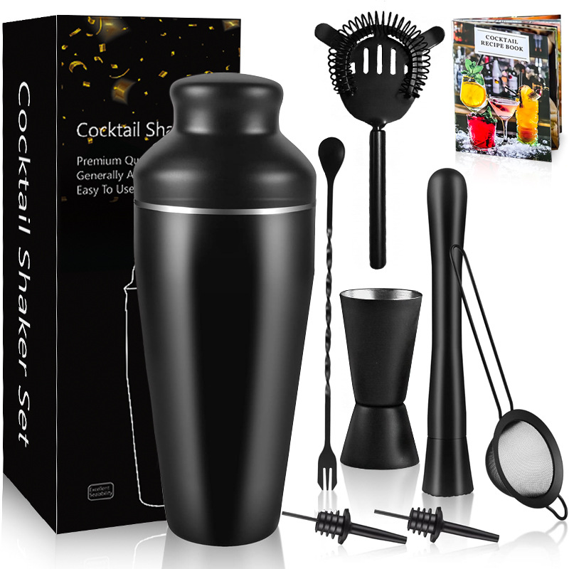 304 매트 블랙 실버 엣지 칵테일 셰이커 8종 세트 컬러 박스