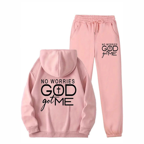 Minimalist God's Blessing Hooded Sweatshirt 3D Digital Printing Long-Sleeve Sweatpants Set Direct Factory Sale