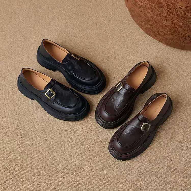 Footwear platform English style for leather shoes, demi-season high shoes, loafers, British style
