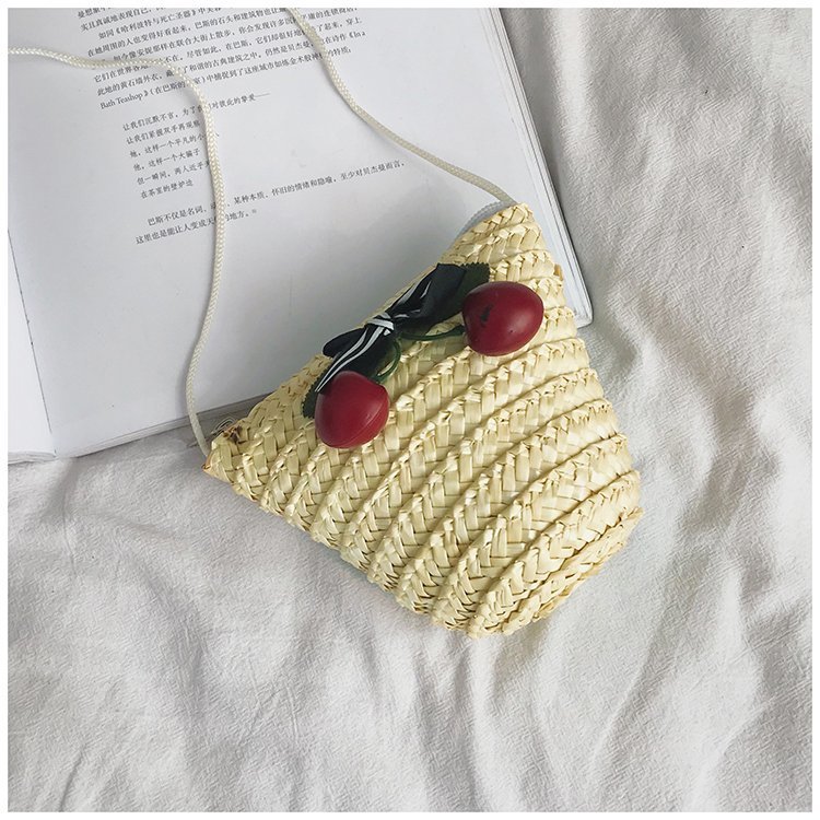 Fabrik Großhandel neue süße Kirsche Stroh Tasche Geldbörse Sommer Crossbody Stroh Tasche gewebte Tasche Urlaub Strandtasche_voghion.com