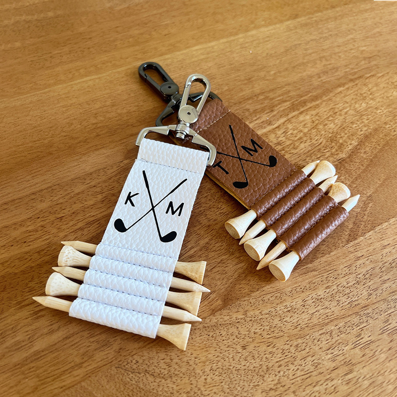 新款高尔夫球钉收纳皮套个性高尔夫球座吊牌户外golf运动球钉