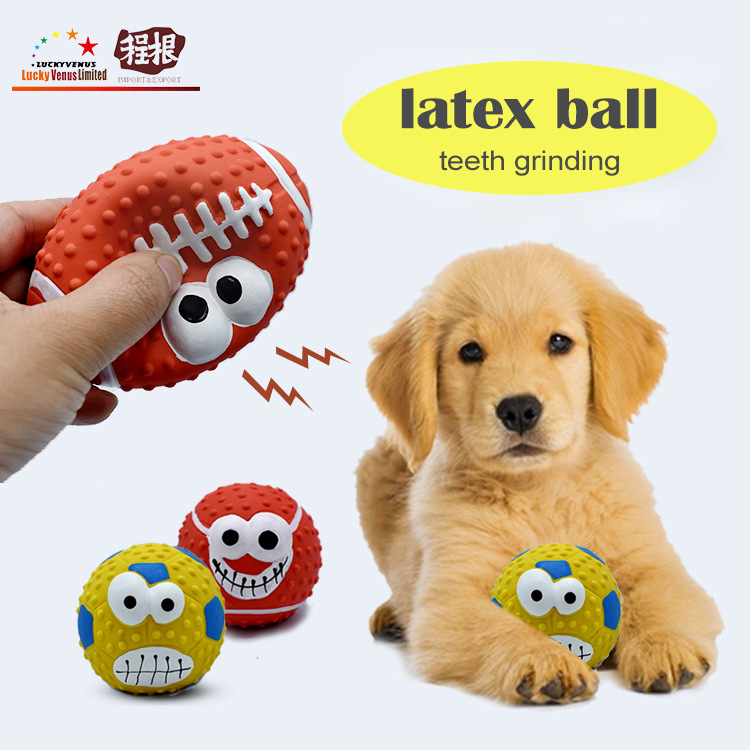 Mascota de látex de sonido de juguete de rugby perro resistente a las mordeduras de mascota molar de fútbol de sonido resistente a las mordeduras de perro Bola de juguete