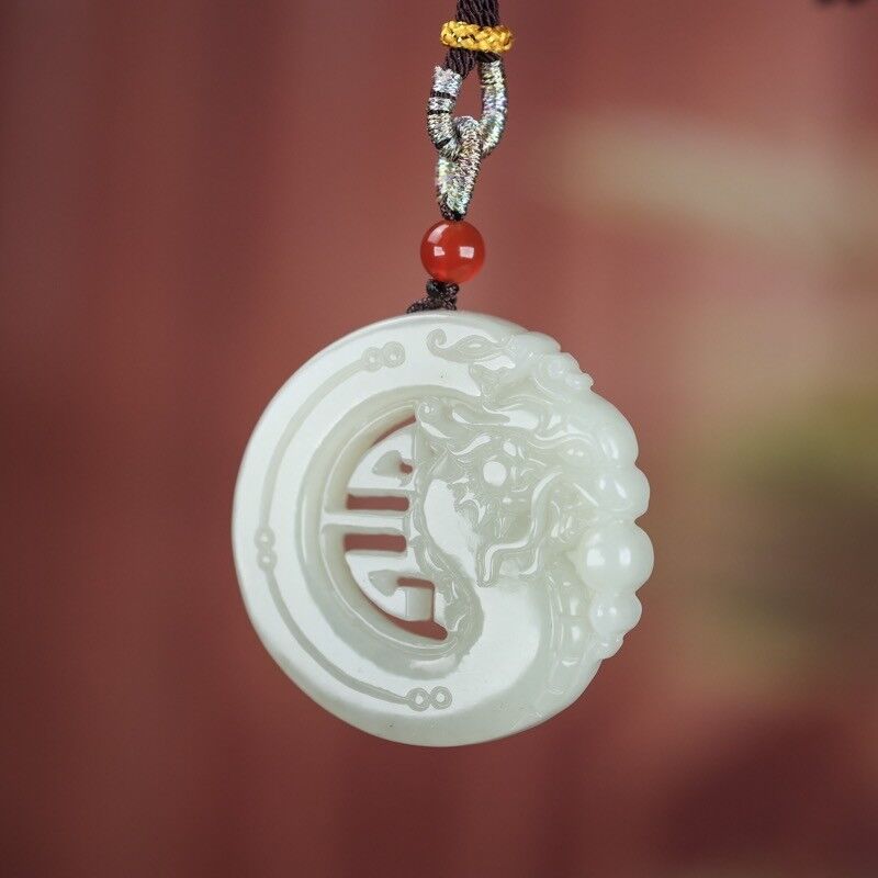 新疆和田玉龙凤呈祥男女款青白玉吊坠玉石龙凤情侣对玉佩挂件饰品