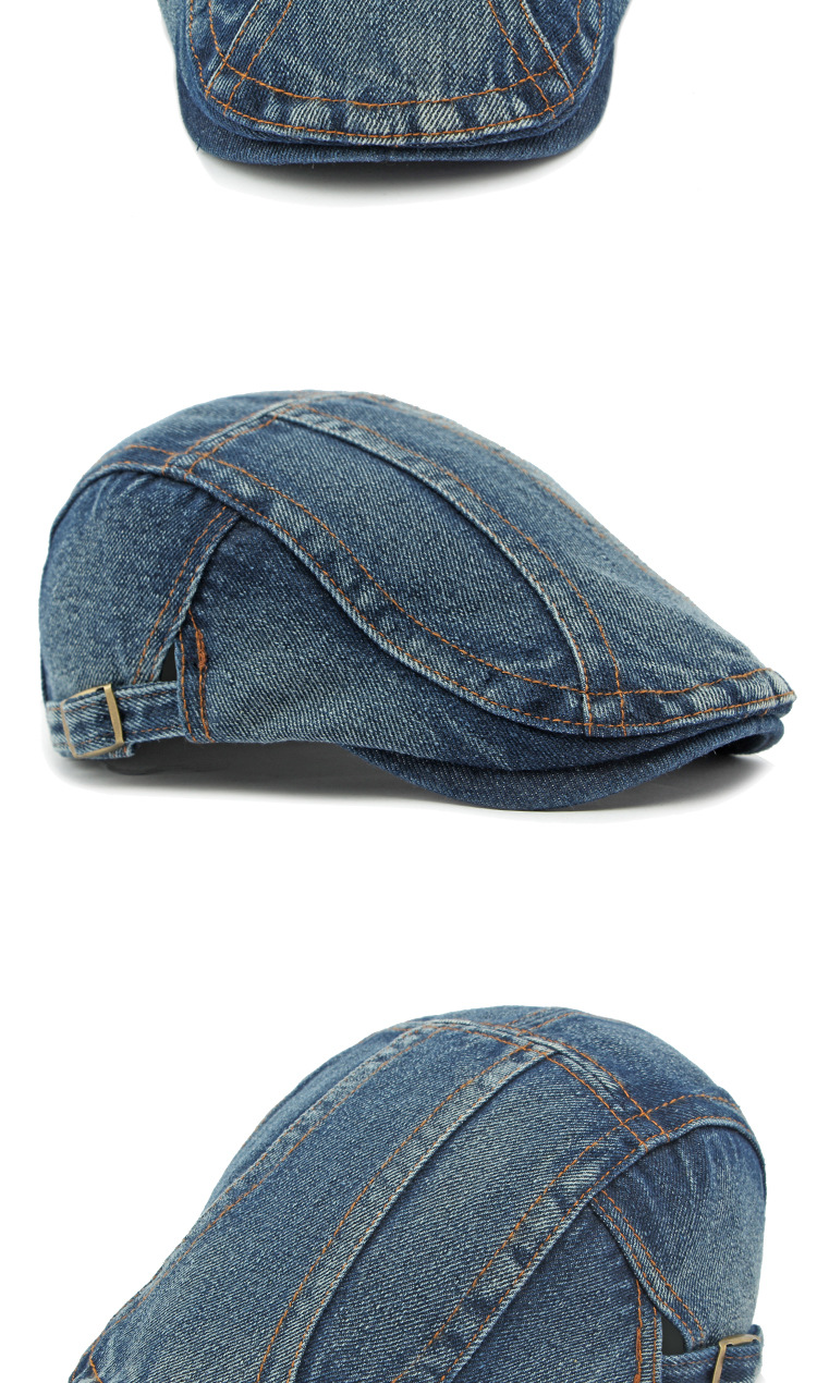 Béret rétro unisexe pour hommes et femmes, casquette en denim délavé, tendance_voghion.com